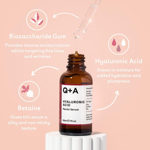 Q+A Hyaluronic Acid Facial Serum, Hydrating Serum for Healthy and Plump Skin, 30ml/1fl.oz