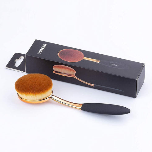 Large Round Toothbrush Oval Makeup Brushes Set, Rose Gold Foundation Contour, 4pcs