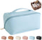 MINGRI Large Capacity Travel Cosmetic Bag, Waterproof PU Leather Makeup Bag for Women (Blue)