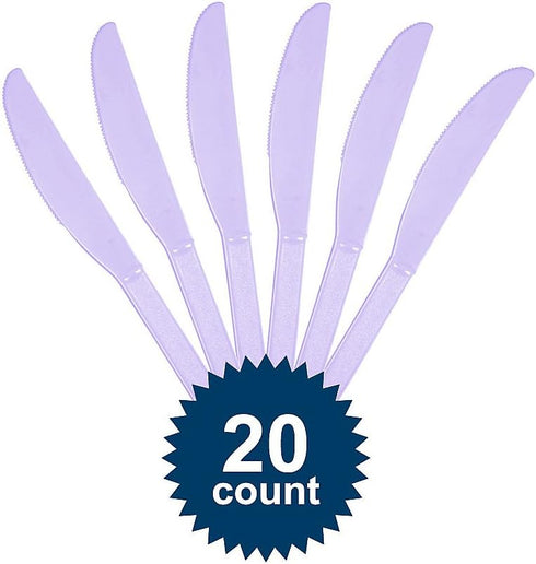 Lavender Plastic Heavy Weight Knives (20 Count) - Premium Disposable Plastic Cutlery, Perfect for Home Use and All Kinds of Occasions by Amscan