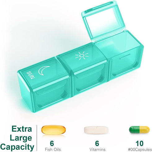 BUG HULL Weekly Pill Organizer 3X a Day, Daily 7 Day Travel Pill Case Container for Vitamins and Supplements