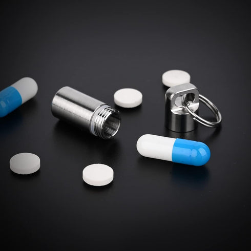 SW633 Micro Titanium Portable Pill Case Keychain, Waterproof Mini Pill Holder for Outdoor Travel Camping