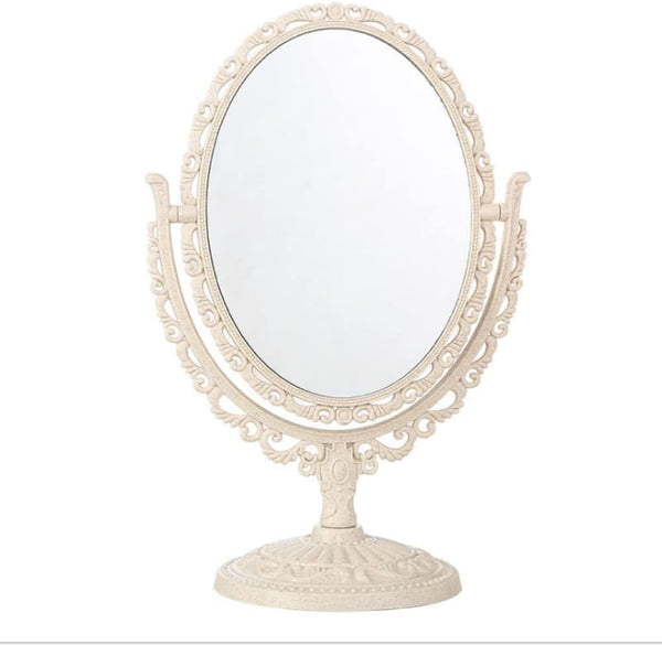 Schones Geschaft 2-Sided Tabletop Makeup Mirror, Swivel Vintage Cosmetic Mirror for Bathroom Bedroom