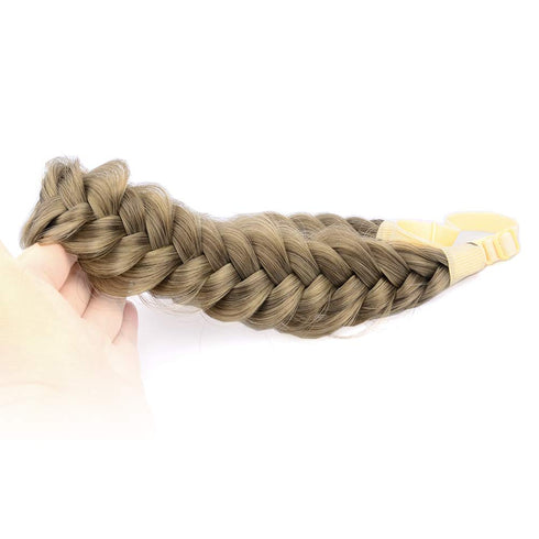 Messy Wide 2 Strands Synthetic Hair Braided Headband Dark Ash Blonde Plaited Headband for Women Girls (Dark Ash Blonde)