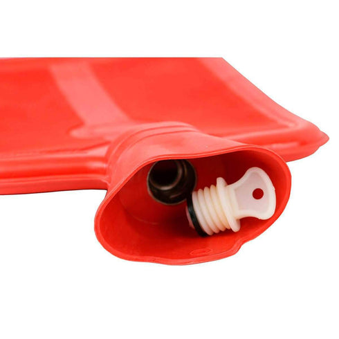 Classic Red Rubber Hot Water Bottle, 2 Quart Capacity - Pain Relief from Cramps, Headaches