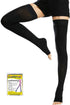 Beister 1 Pair Medical Open Toe Thigh High Compression Stockings with Silicone Band for Women & Men, Firm 20-30 mmHg