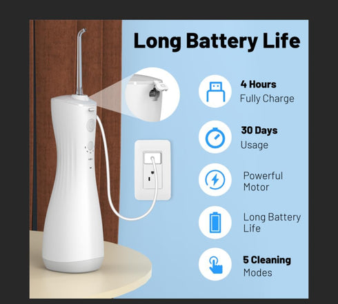 Water Flossers for Teeth, Cordless Cleaner, 400ml Large Capacity, Portable, 360° Rotation, 5 Cleaning DIY Modes, 6