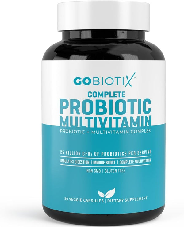 GOBIOTIX Probiotic Multivitamin Supplement - 25 Billion CFU for Women and Men, 90 Capsules