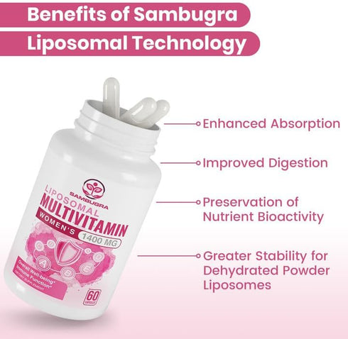 Liposomal Multivitamin for Women 1400MG - Daily Multi Vitamins with Iron, Vitamin A, C, D, E, B Complex for Immune