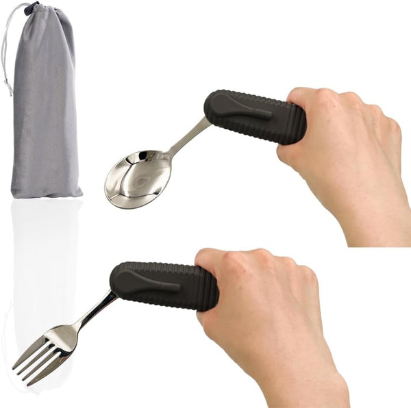 Adaptive Utensils Set, Open Handle Design for Arthritis, Disabled, Elderly, Provides Several Positions (1 Set)