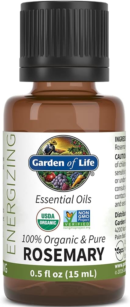 Garden of Life Essential Oil, Rosemary 15 ml - 100% USDA Organic & Pure, Undiluted for Diffuser, Aromatherapy