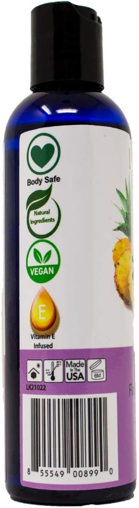 Lick Pineapple Flavored Massage Oil, Romantic Body Safe Non-Greasy Formula, 4 oz