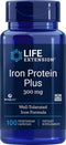 Life Extension Iron Protein Plus, Absorbable Iron Supplement, Non-GMO, Gluten-Free, Vegetarian, 100 Capsules
