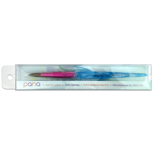 PANA Pure Kolinsky Acrylic Nail Brush - Round Shape Pink Ferrule with White Swirl Blue Handle (Size 6)