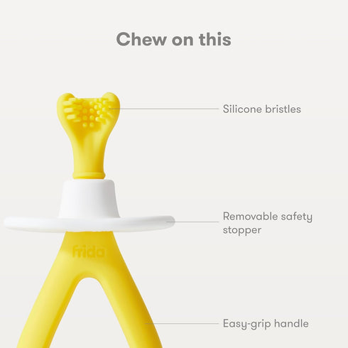 Frida Baby Training Toothbrush for Babies, Soft Silicone Bristles, Yellow