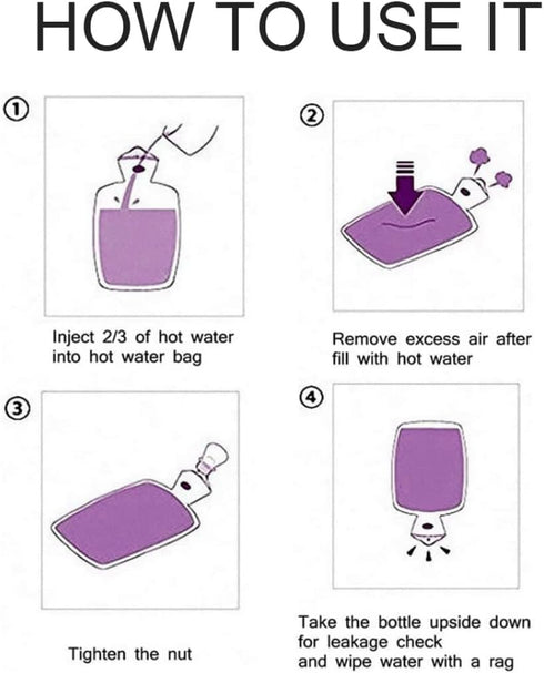 Pineeseatile Hot Water Bag Hot Water Bottle Cartoon Rubber Feet Warmer Water Heating Pad with Plush Cover Beige Plush