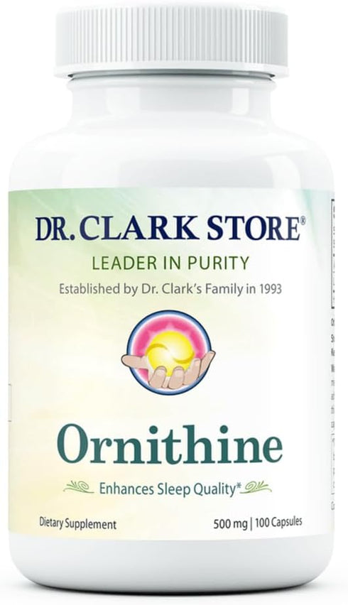 Dr Clark Ornithine Dietary Supplement, Gluten Free, Natural Sleep Aid, 500mg, 100 Gelatin Capsules