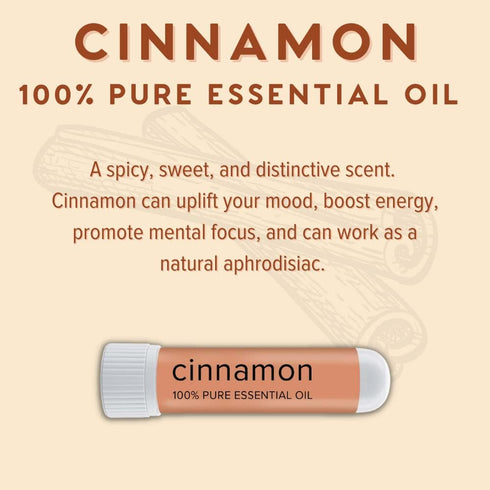 MOXE Cinnamon Essential Oil Nasal Inhaler, Therapeutic No-Mess Aromatherapy, 100% Pure and Undiluted, Stimulates Focus & Concentration, Relieves Tension, Uplifting & Relaxing Sensations, Made in USA