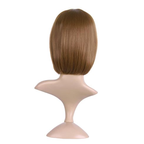 MapofBeauty 12 Inch/30cm Fashion Lady Short Straight Flat Bangs Bob Wig, Light Brown