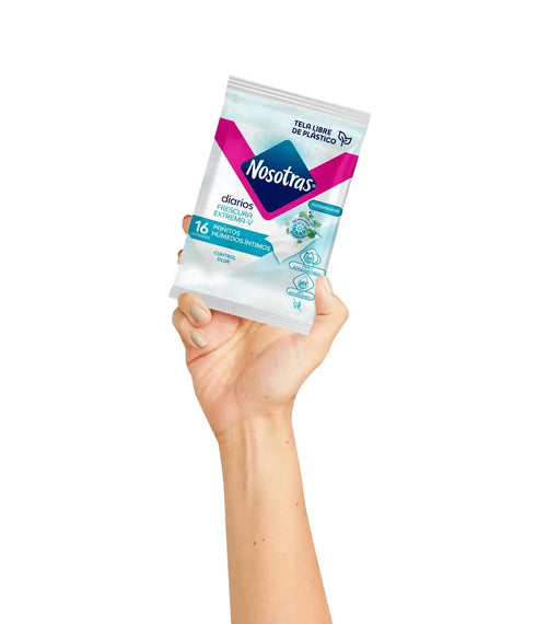 Nosotras Set (6.76oz 200ml) Feminine Wash Intimate Soap And Wet Wipes Peppermint | Kit Jabon Intimo y Paitos Humedos