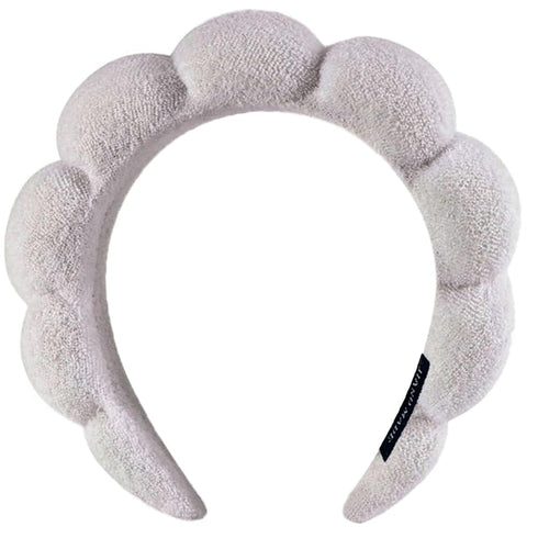 Spa Headbands for Washing Face or Makeup, Puffy Terry Cloth Hairband for Women, Gray