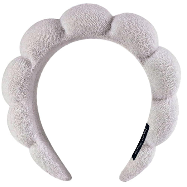 Spa Headbands for Washing Face or Makeup, Puffy Terry Cloth Hairband for Women, Gray