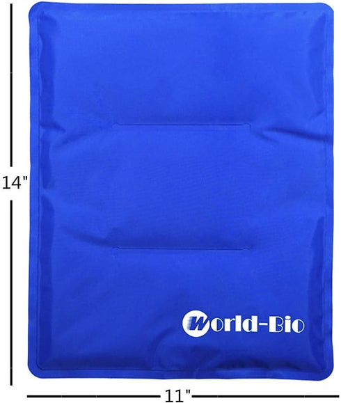 WORLD-BIO Large Gel Ice Pack & Wrap - Reusable Hot Cold Therapy Ice Pack for Pain Relief - 11" x 14" Blue