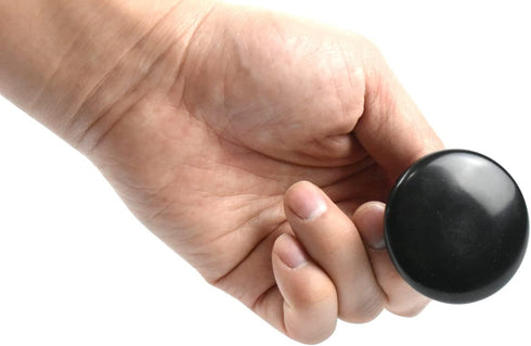 2 Pcs Mushroom Shaped Massage Stones, Natural Bian Stone Hot Rock for Spa Massage (2-L, Black)