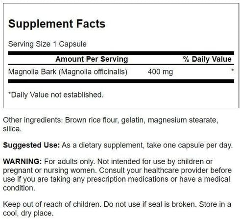 Swanson Magnolia Bark Antioxidant Support 400 Milligrams 60 Capsules