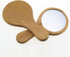 Mini Portable Wood Makeup Mirror, Handmade Round Cosmetic Mirror with Single Handle, 7.1x 13.5cm Size