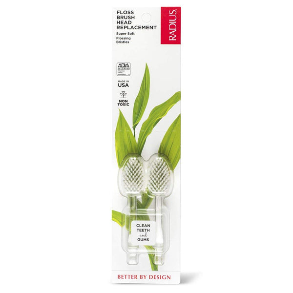 Radius Toothbrush Replacement Heads for Source, Tour Toothbrushes - Soft Premium Bristles (Pack of 2)