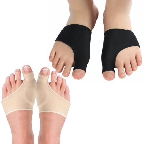 Bunion Foot Cushions - Bunion Correction and Relief Sleeve Set with Gel Pads, 4 Piece Set Medium Size, Black/Yellow