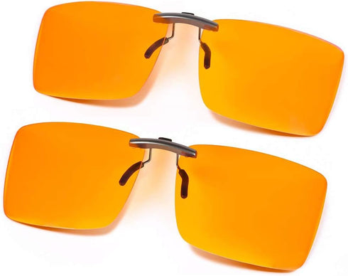 FONHCOO Clip-on Blue Light Blocking Glasses, 2 Pack Over Prescription Glasses, Anti Eyestrain for Computer Gamers