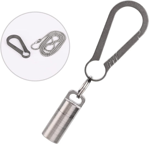 SW633 Micro Titanium Portable Pill Case Keychain, Waterproof Mini Pill Holder for Outdoor Travel Camping