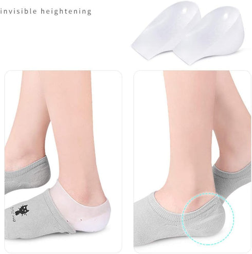 Invisible Height Increase Elevators Heels Cushion Insole, Heal Dry Cracked Heels & Protector, White, 2 cm