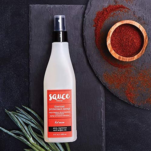 SAUCE BEAUTY Hot Sauce Thermal Protectant Spray - 8 Fl Oz Heat Protectant Spray with Argan Oil and Aloe