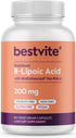 BESTVITE R-Lipoic Acid, 200mg Stabilized with Bio-Enhanced Na-RLA (60 Vegetarian Capsules) - Vegan, Gluten Free, No