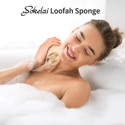 Natural Loofah Sponge, Organic Exfoliating Body Scrubber for Shower and Daily Skin Care