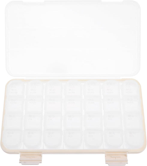 LRXIYODE Portable Weekly Pill Organizer Box 7-Day Large Capacity 28 Compartments Storage Case