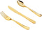 DaYammi 150 Pack Gold Disposable Silverware Set - 50 Forks, 50 Knives, 50 Spoons - Heavy Duty Plastic Cutlery for