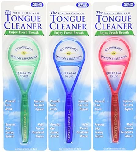 Pureline 3 Tongue Cleaner Scraper Oralcare Set of 3, Colors Vary