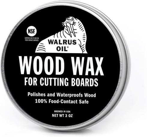 WALRUS OIL Wood Wax, 3 oz Can, FDA Food-Safe, Cutting Board Wax and Board Cream