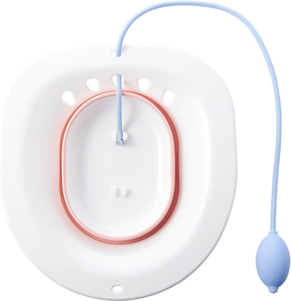 Portable Sitz Bath Basin with Flush for Postpartum and Postoperative Care, Foldable