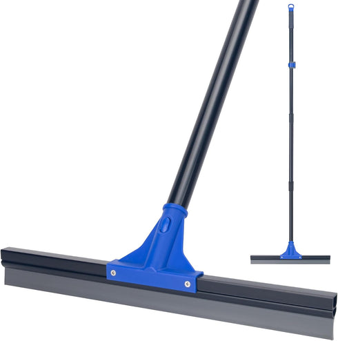 Floor Squeegee with Long Handle 59'', Heavy Duty 18" Rubber Broom for Concrete, Bathroom Tile, Garage Cleaning