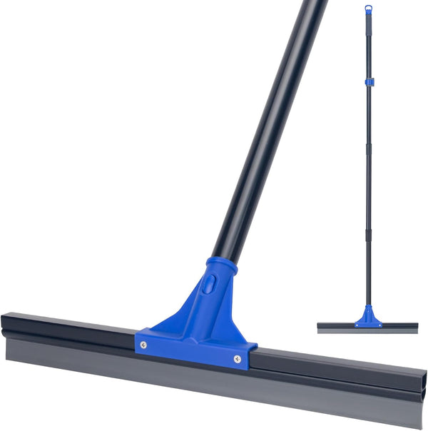 Floor Squeegee with Long Handle 59'', Heavy Duty 18" Rubber Broom for Concrete, Bathroom Tile, Garage Cleaning