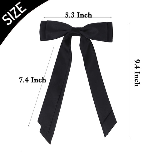 Satin Bow Hair Clips for Women, Silky Hair Ribbon Bows with Long Tail Accessories for Girls