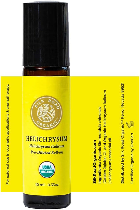 Silk Road Organic Helichrysum Italicum Essential Oil Roll On - 100% Pure USDA Certified Aromatherapy, 10 ml Roller