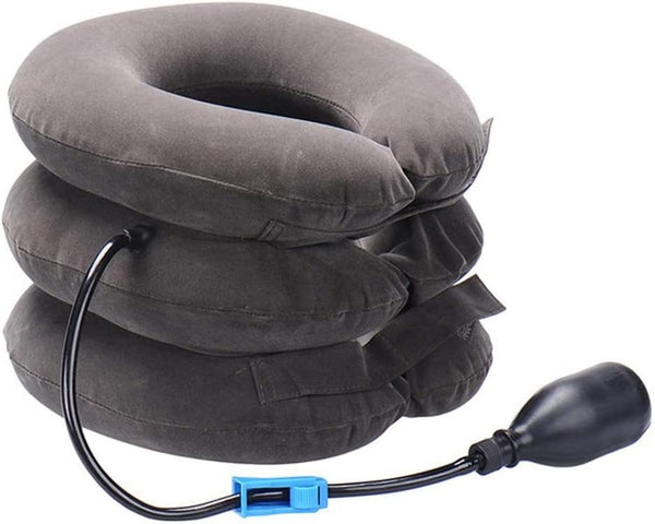 Inflatable Cervical Neck Traction Air Pillow, Pain Relief Collar for Adults, Grey
