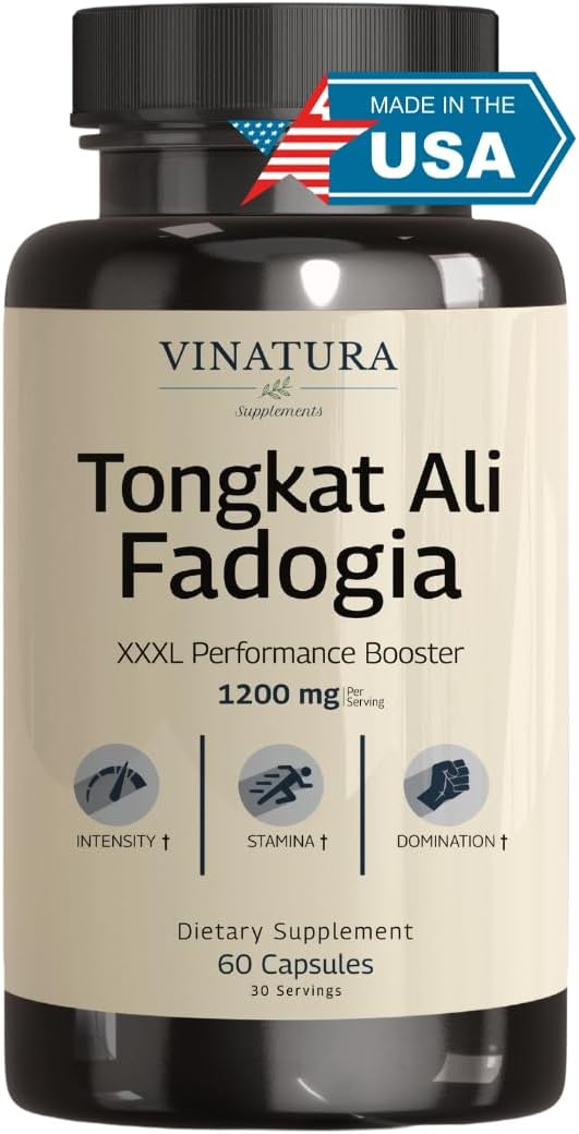 Tongkat Ali & Fadogia Agrestis 1200mg, Enhanced with L-Citrulline and L-Arginine, Herbal Supplement, 60 Capsules