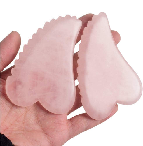 Rose Quartz Gua Sha Comb Massage Tool, Unique Comb Edge Gua Sha Board for SPA & Acupuncture Therapy, Heart Shape